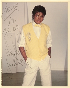 Michael Jackson Single Signed 8x10 Photo Inscribed to Bob Giraldi (Beckett)